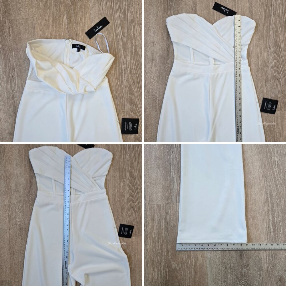 Lulus Ivory Strapless Bustier Jumpsuit Small New With Tags Surely Stunning - Picture 8 of 17